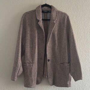Lands' End Brown & Cream Houndstooth Sport Coat